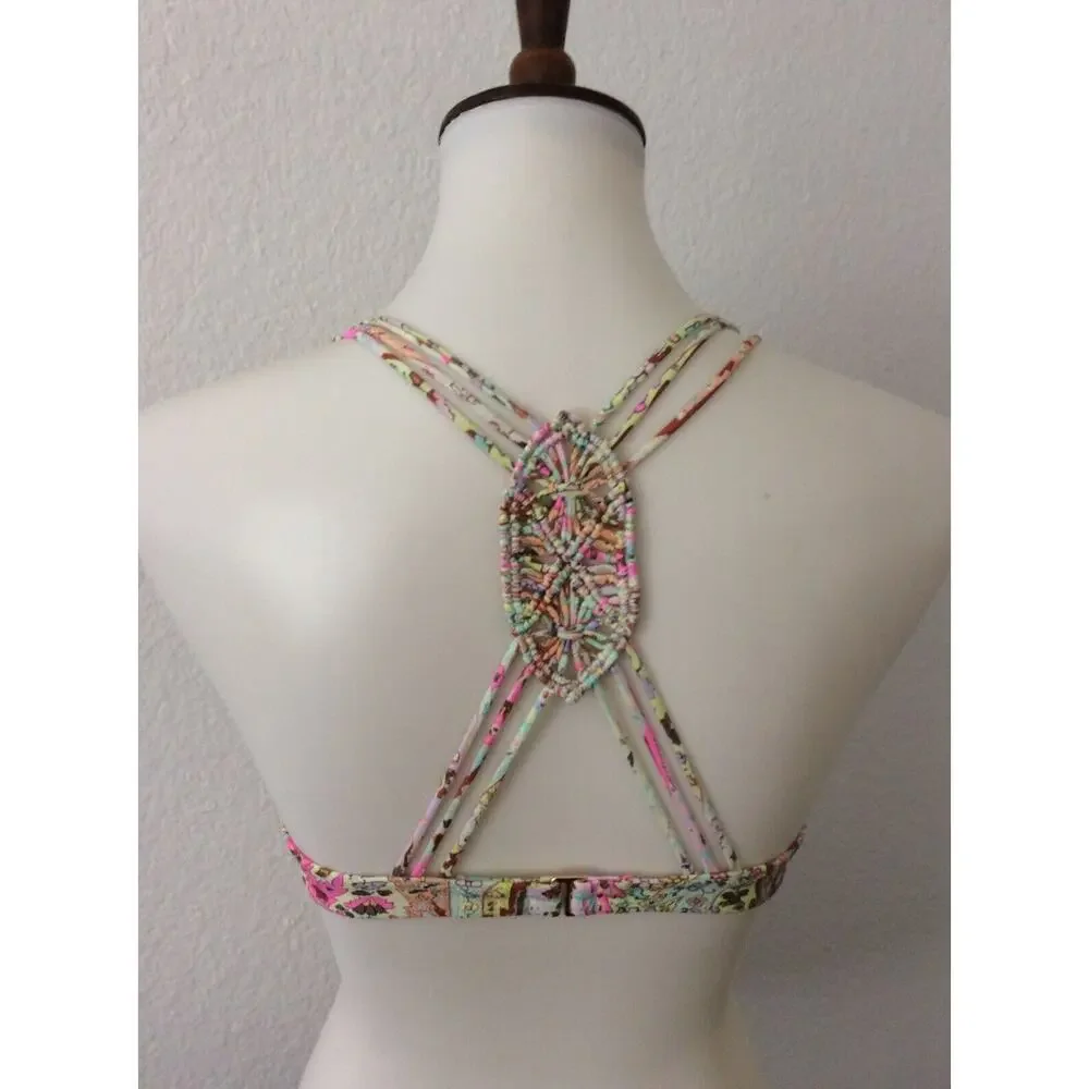 Victoria's Secret Bikini Top Pleated Multicolor Metallic Swimwear